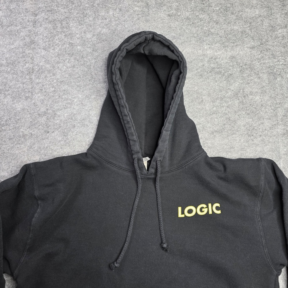 Logic Hoodie‎ Mens Large Black Bobby Tarantino III Pullover Rap Hip Hop Graphic - Picture 3 of 9
